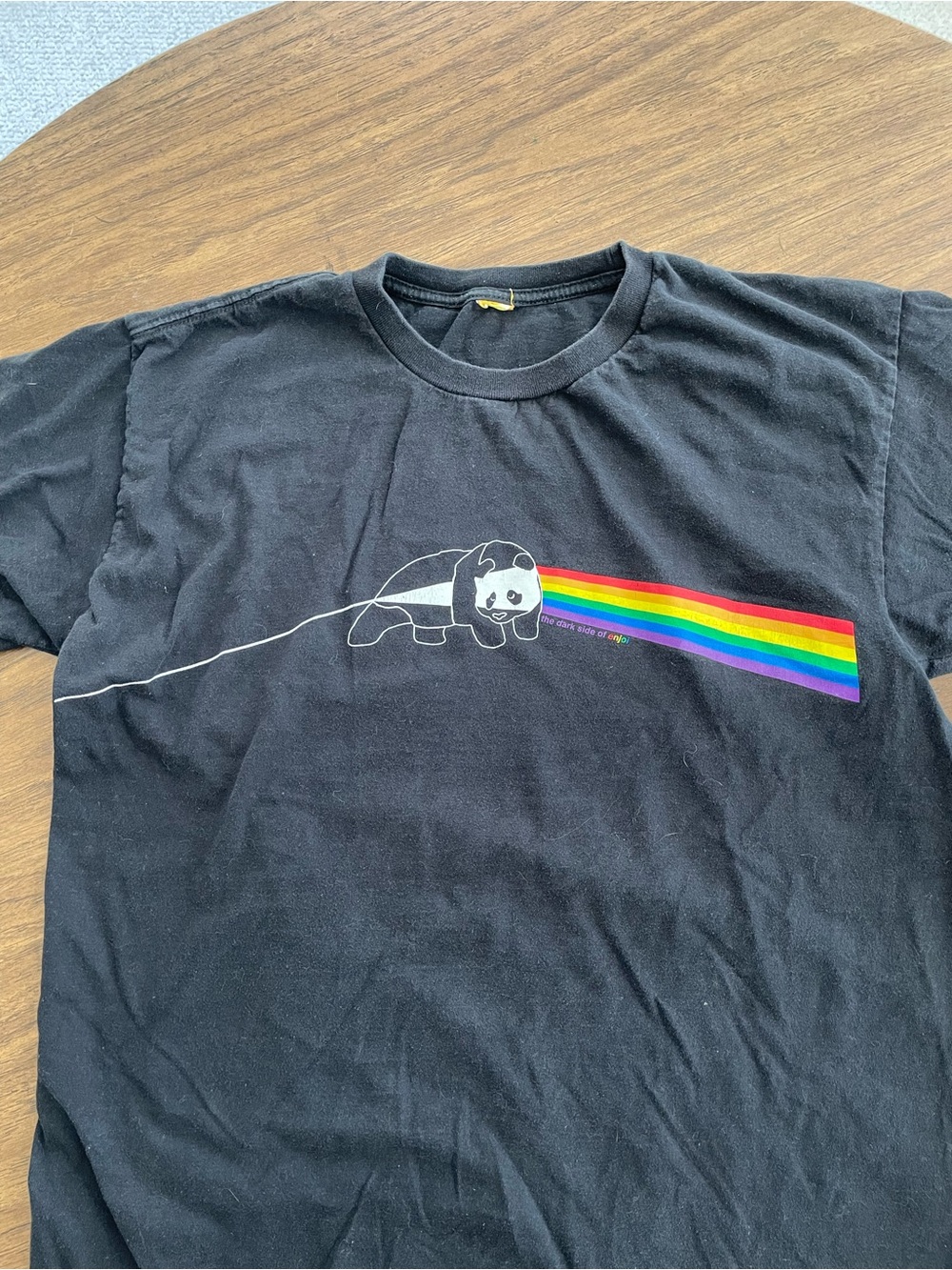 Mens Black Panda Rainbow Graphic Tee